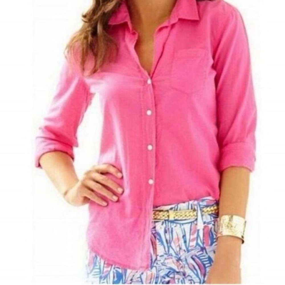 Lilly Pulitzer Ana Maria Pink Button-Up Shirt